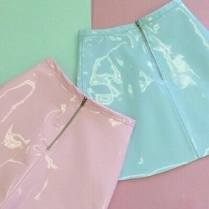 American Apparel Baby Blue PVC Skirt